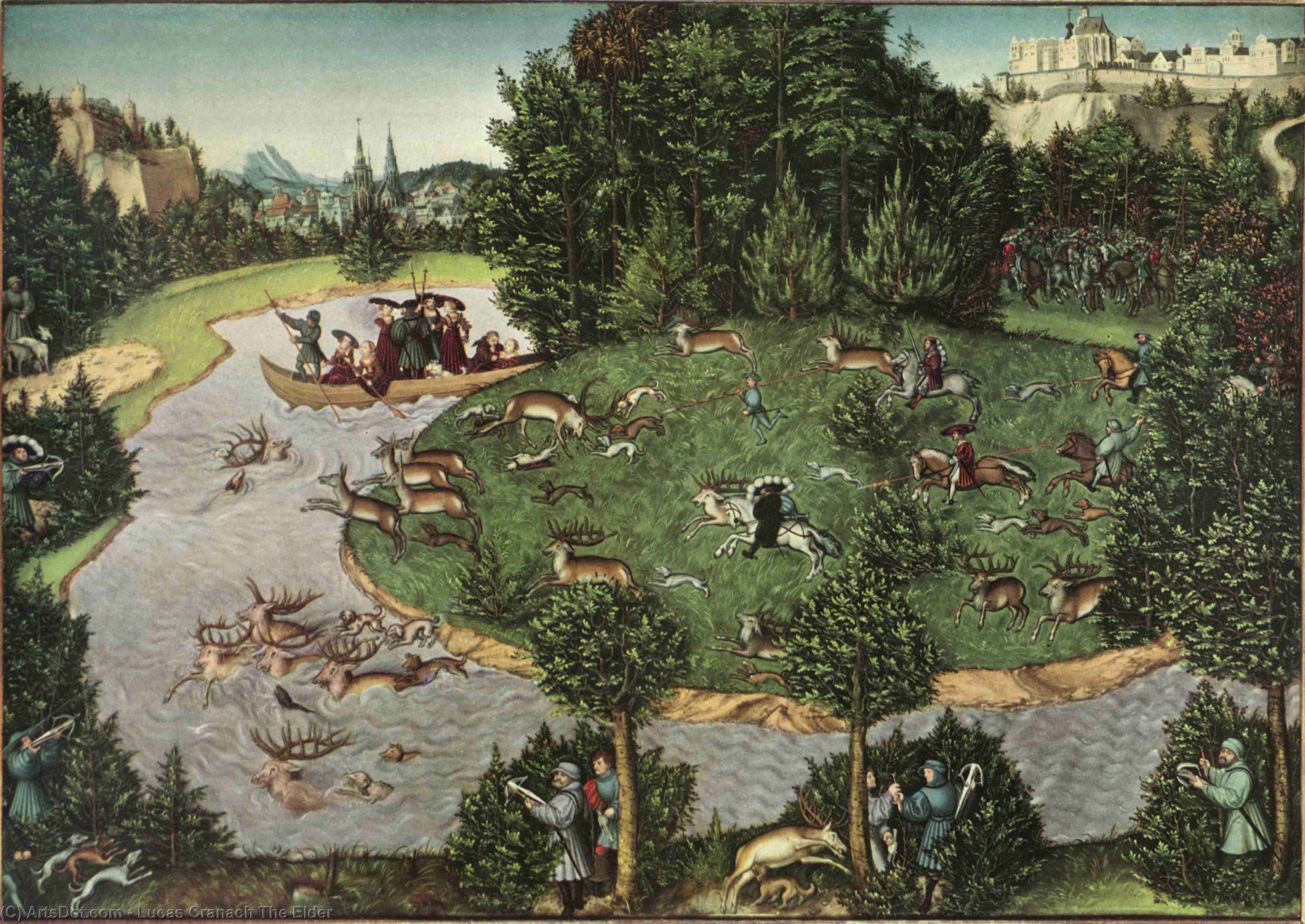 Wikioo.org - The Encyclopedia of Fine Arts - Painting, Artwork by Lucas Cranach The Elder - Stag Hunt of Elector Friedrich III the Wise