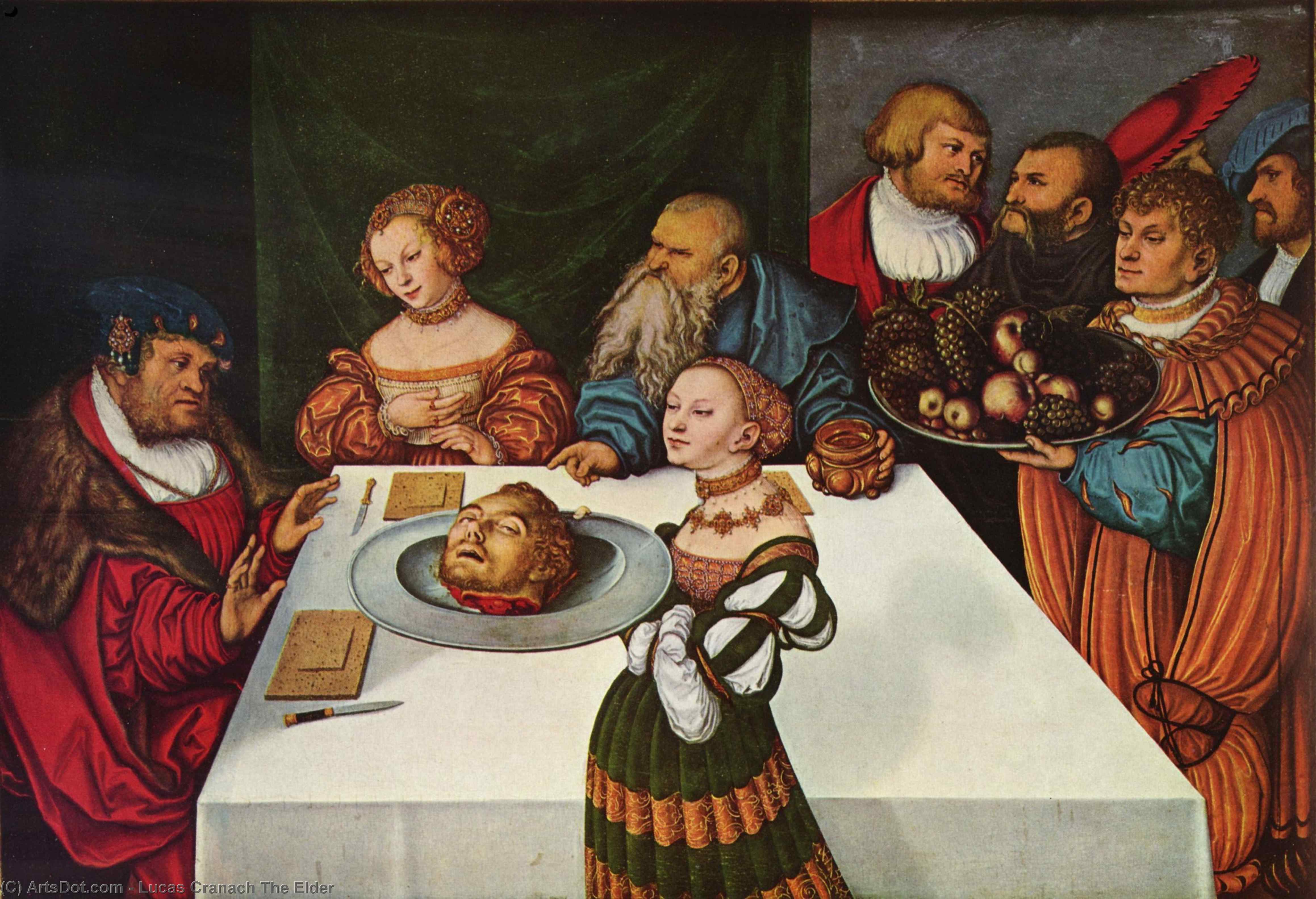 Wikioo.org - Die Enzyklopädie bildender Kunst - Malerei, Kunstwerk von Lucas Cranach The Elder - Gastmahl des Herodes