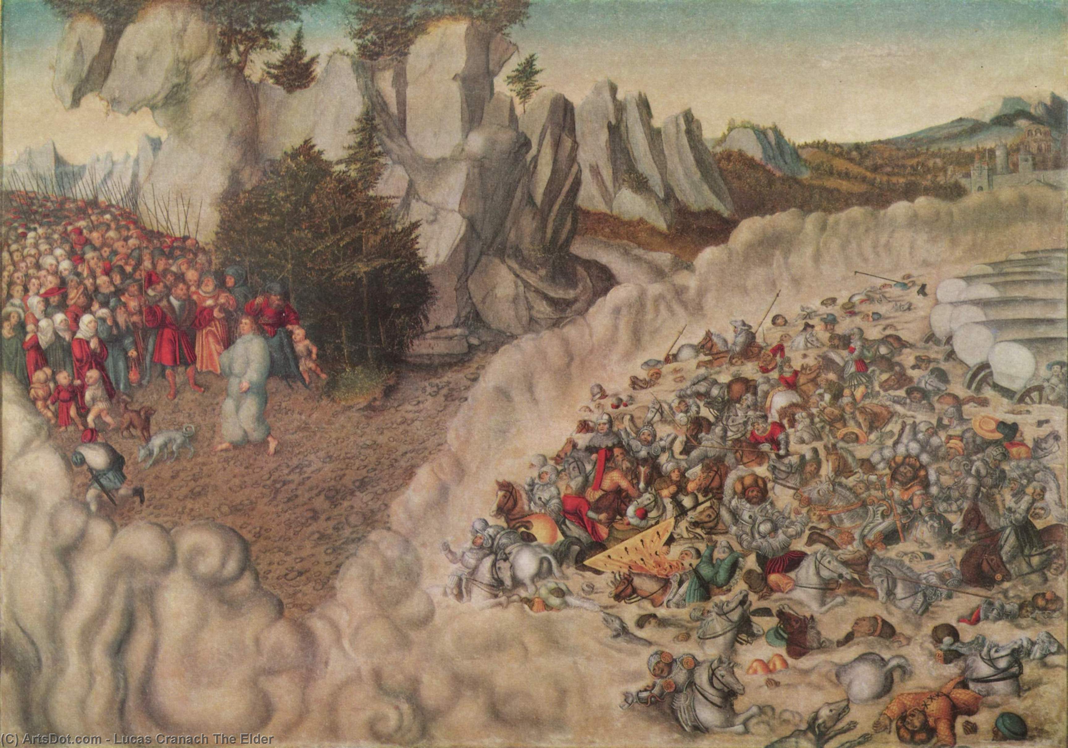 Wikioo.org – L'Encyclopédie des Beaux Arts - Peinture, Oeuvre de Lucas Cranach The Elder - Naufrage du Pharaon dans la mer Rouge