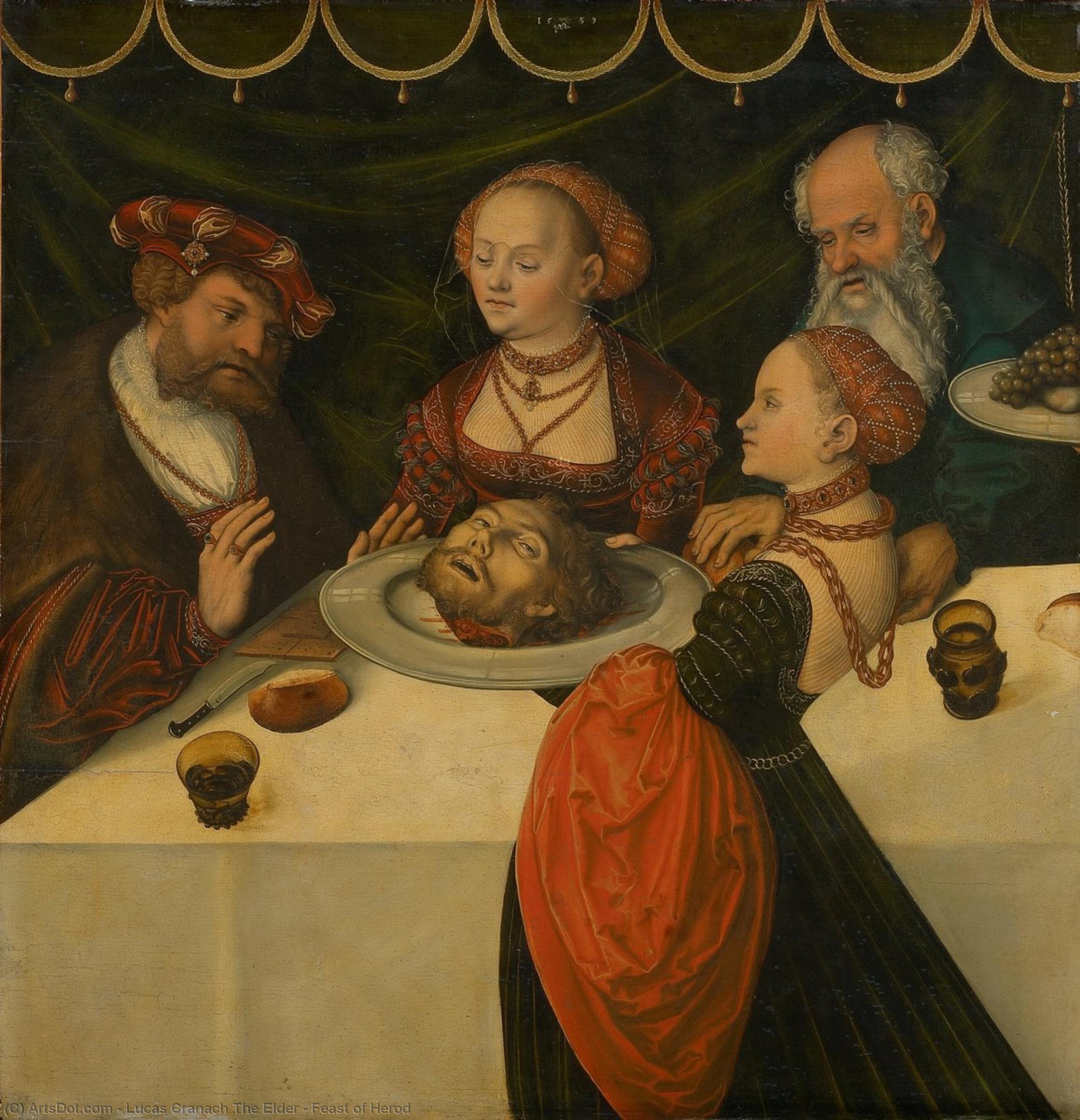 Wikioo.org - Die Enzyklopädie bildender Kunst - Malerei, Kunstwerk von Lucas Cranach The Elder - Gastmahl des Herodes