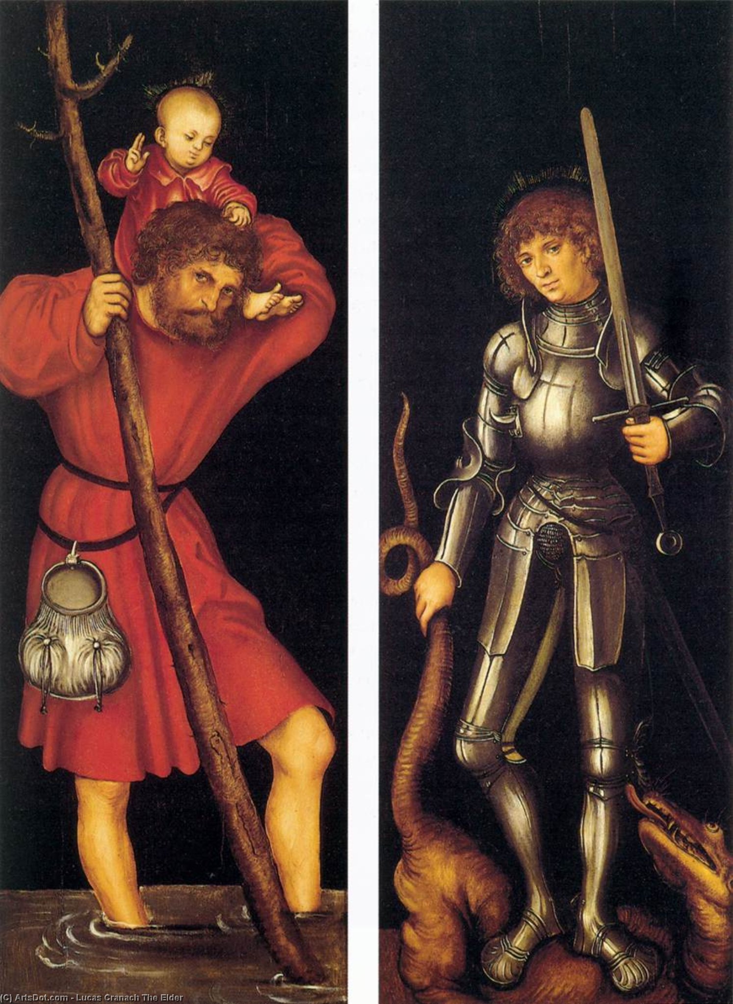Wikioo.org - The Encyclopedia of Fine Arts - Painting, Artwork by Lucas Cranach The Elder - St. Christopher and St. George