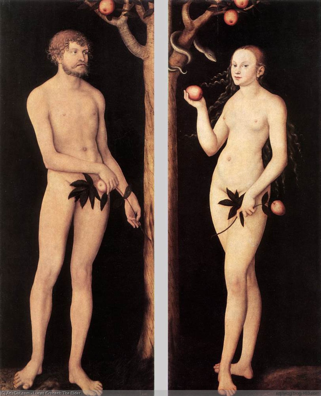 WikiOO.org – 美術百科全書 - 繪畫，作品 Lucas Cranach The Elder -  亚当  和  前夕