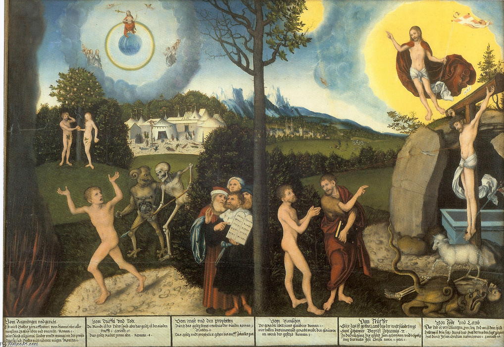 Wikioo.org - The Encyclopedia of Fine Arts - Painting, Artwork by Lucas Cranach The Elder - Law and Grace