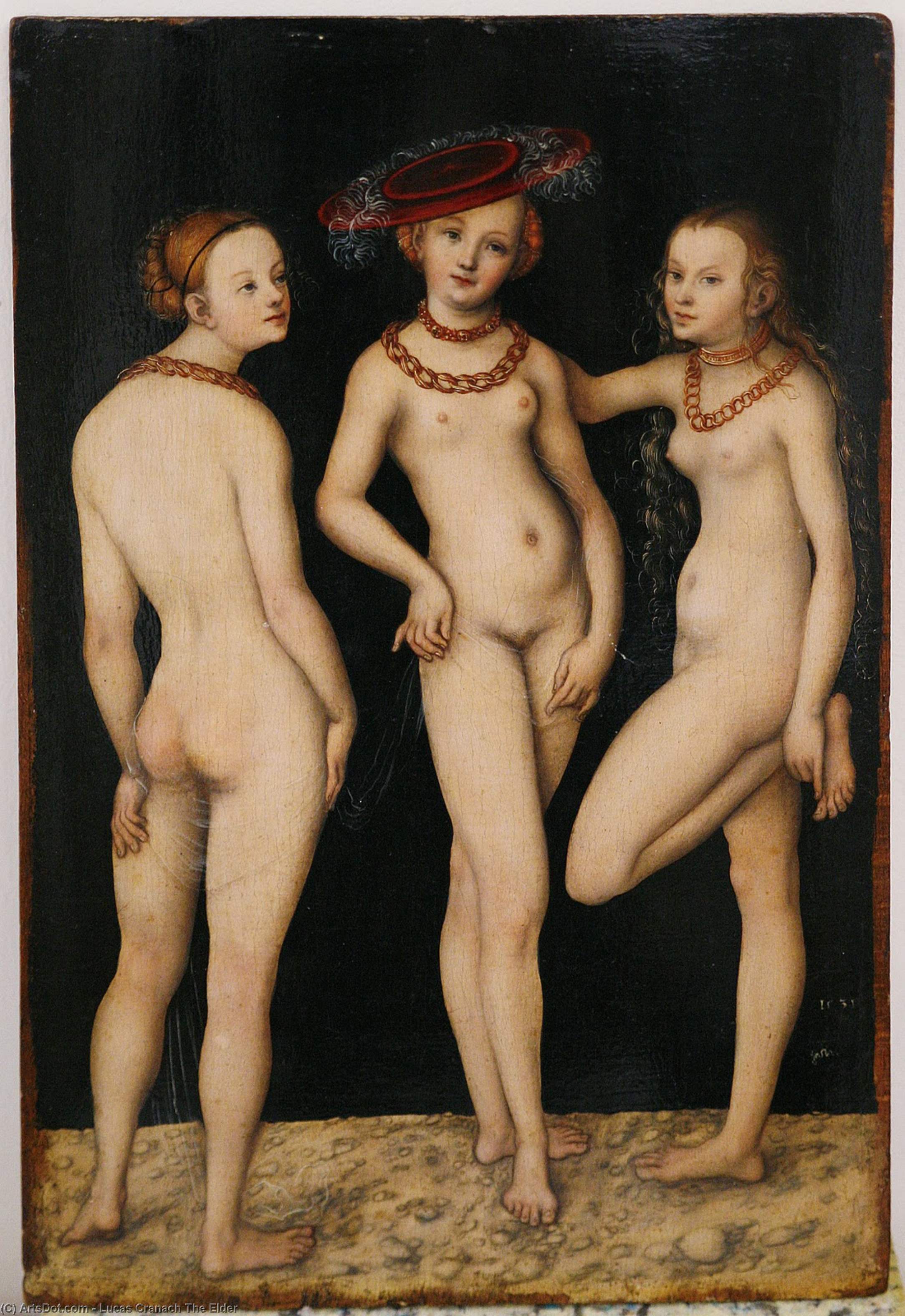Wikoo.org - موسوعة الفنون الجميلة - اللوحة، العمل الفني Lucas Cranach The Elder - The Three Graces