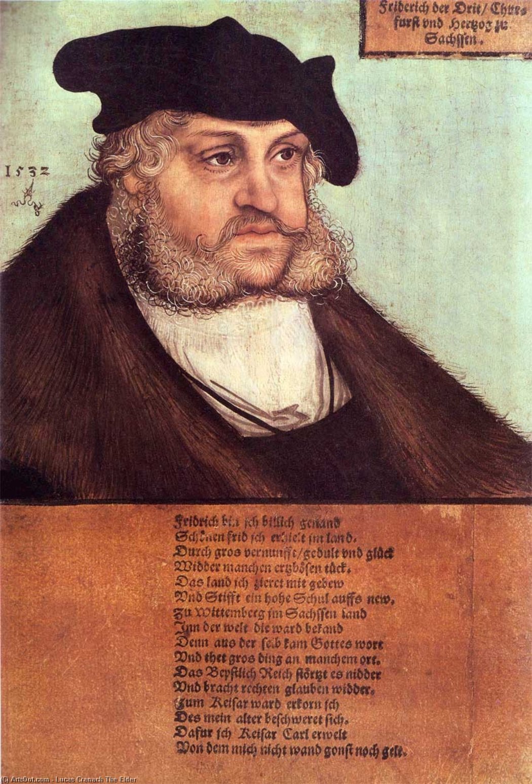 Wikioo.org – L'Enciclopedia delle Belle Arti - Pittura, Opere di Lucas Cranach The Elder - Federico III dopodomani  saggio  Elettore  di  sassonia