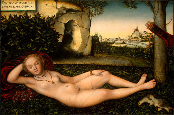 WikiOO.org – 美術百科全書 - 繪畫，作品 Lucas Cranach The Elder -  的 `nymph`  的 春天