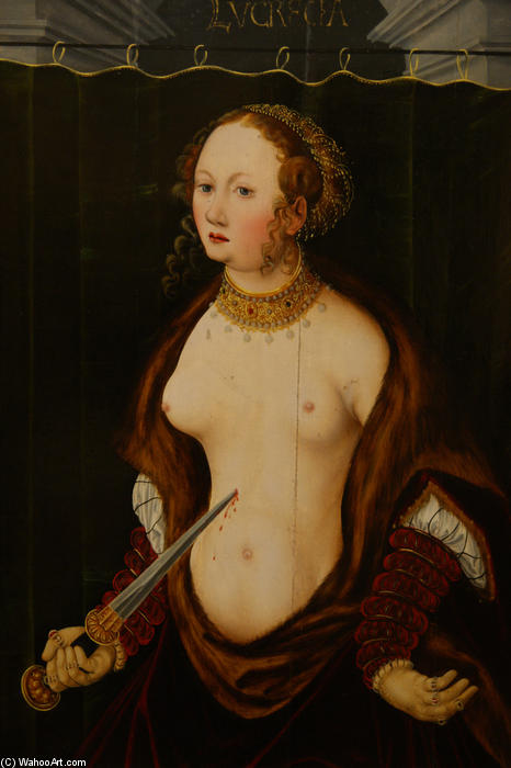Wikioo.org - The Encyclopedia of Fine Arts - Painting, Artwork by Lucas Cranach The Elder - Lucretia committing suicide.