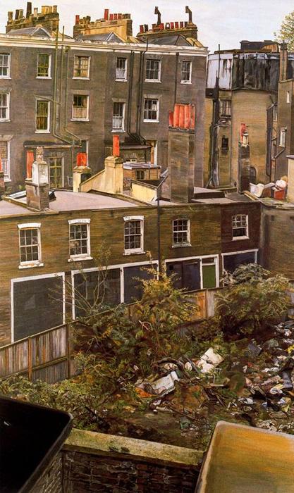 Wikioo.org - The Encyclopedia of Fine Arts - Painting, Artwork by Lucian Freud - Wasteground with Houses, Paddington