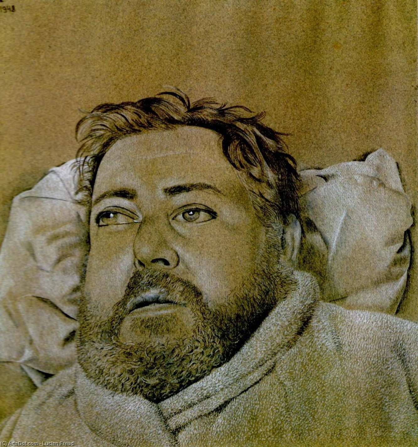 Wikioo.org – La Enciclopedia de las Bellas Artes - Pintura, Obras de arte de Lucian Freud - Retrato de Cristiano Berard