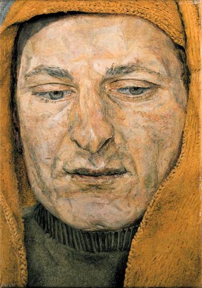 Wikioo.org – L'Encyclopédie des Beaux Arts - Peinture, Oeuvre de Lucian Freud - Man dans un foulard (aussi connu comme le proxénète)