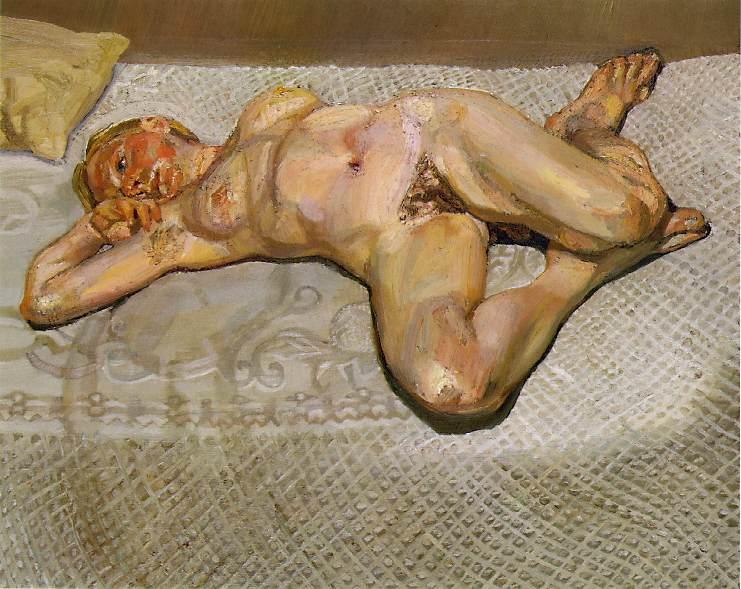 Wikoo.org - موسوعة الفنون الجميلة - اللوحة، العمل الفني Lucian Freud - Blonde Girl on a Bed