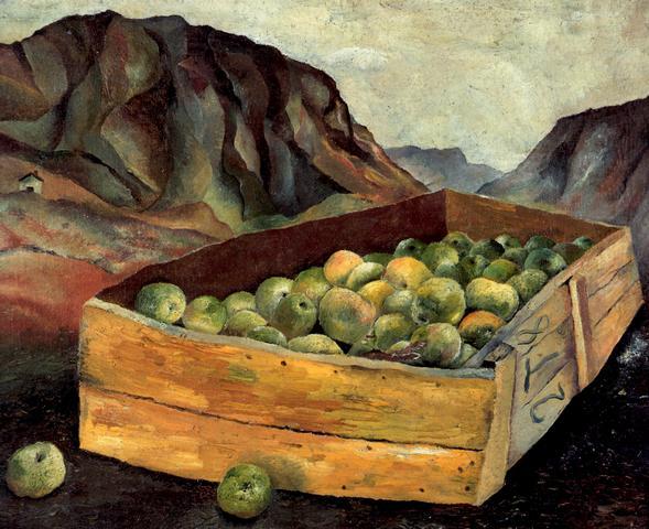 Wikoo.org - موسوعة الفنون الجميلة - اللوحة، العمل الفني Lucian Freud - Box of Apples in Wales