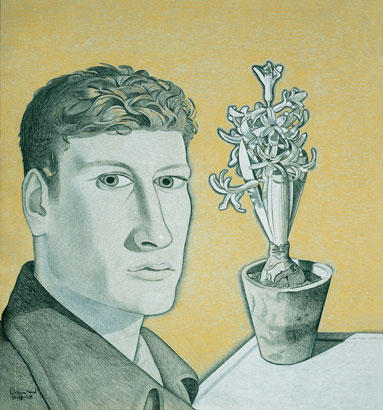WikiOO.org – 美術百科全書 - 繪畫，作品 Lucian Freud - 自画像与风信子在一个锅里