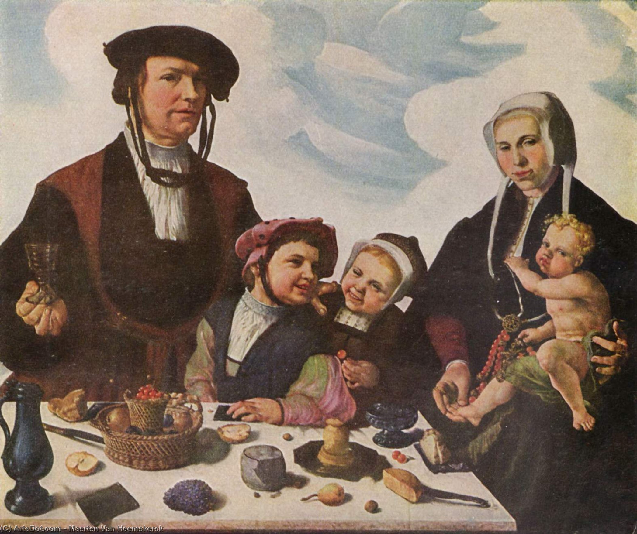 Wikioo.org - Die Enzyklopädie bildender Kunst - Malerei, Kunstwerk von Maarten Van Heemskerck - Pieter Jan Foppeszoon und seine Familie