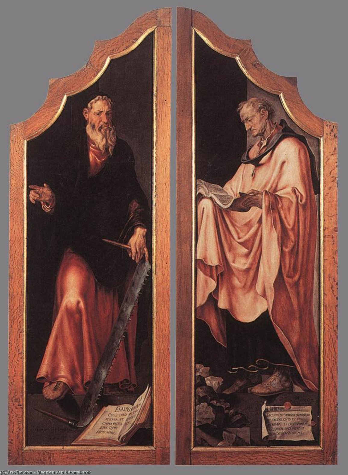 Wikioo.org - The Encyclopedia of Fine Arts - Painting, Artwork by Maarten Van Heemskerck - Triptych of the Entombment (closed)