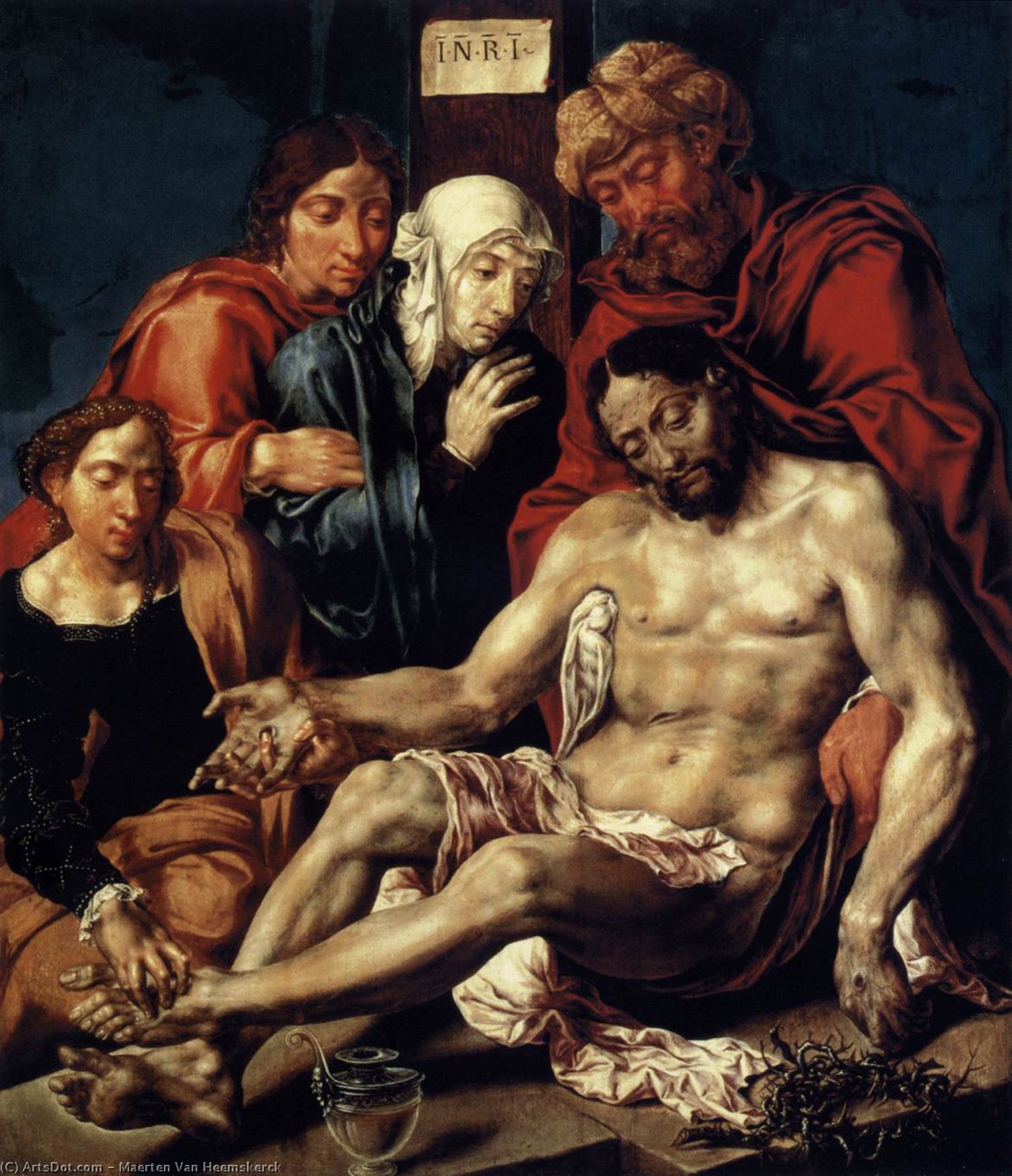 Wikioo.org - The Encyclopedia of Fine Arts - Painting, Artwork by Maarten Van Heemskerck - Lamentation of Christ