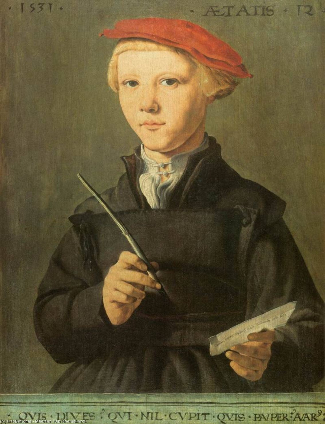 Wikioo.org - The Encyclopedia of Fine Arts - Painting, Artwork by Maarten Van Heemskerck - Portrait of a young scholar