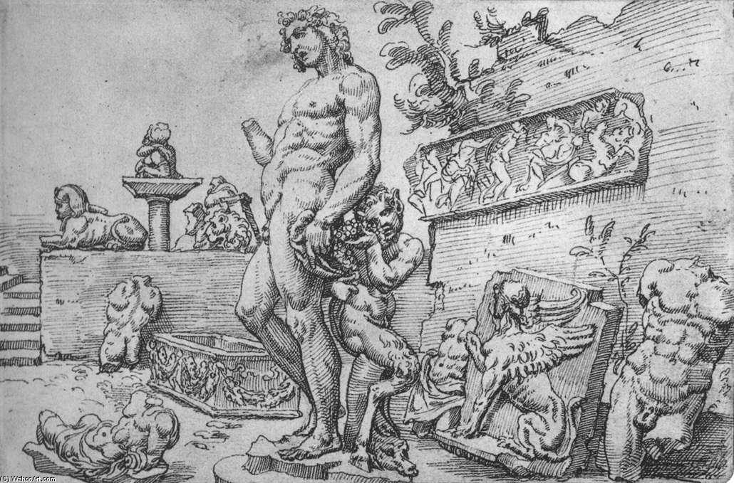 WikiOO.org - Enciklopedija likovnih umjetnosti - Slikarstvo, umjetnička djela Maarten Van Heemskerck - Garden of the Casa Galli