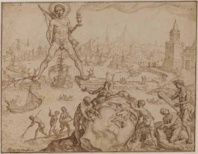 WikiOO.org - Enciklopedija dailės - Tapyba, meno kuriniai Maarten Van Heemskerck - Colossus of Rhodes