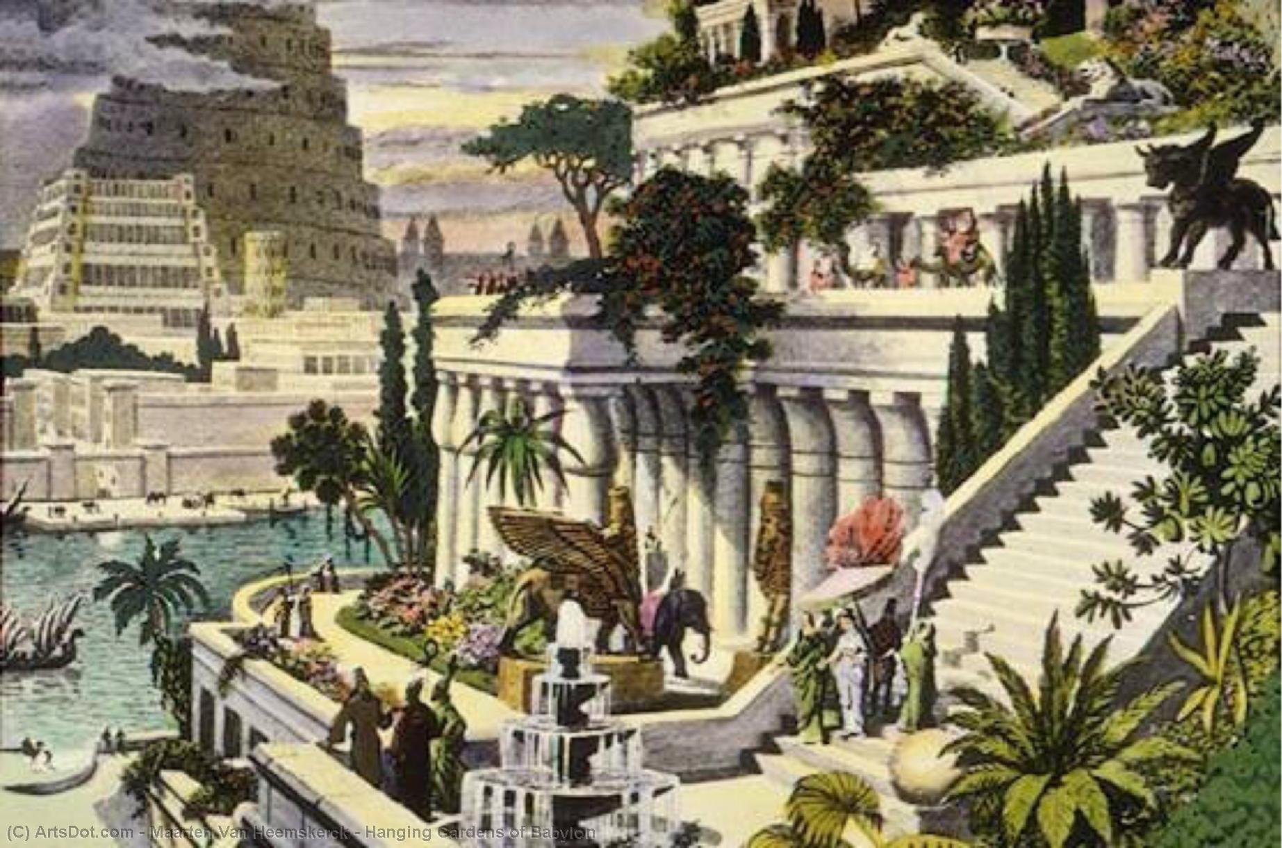 Wikioo.org - The Encyclopedia of Fine Arts - Painting, Artwork by Maarten Van Heemskerck - Hanging Gardens of Babylon