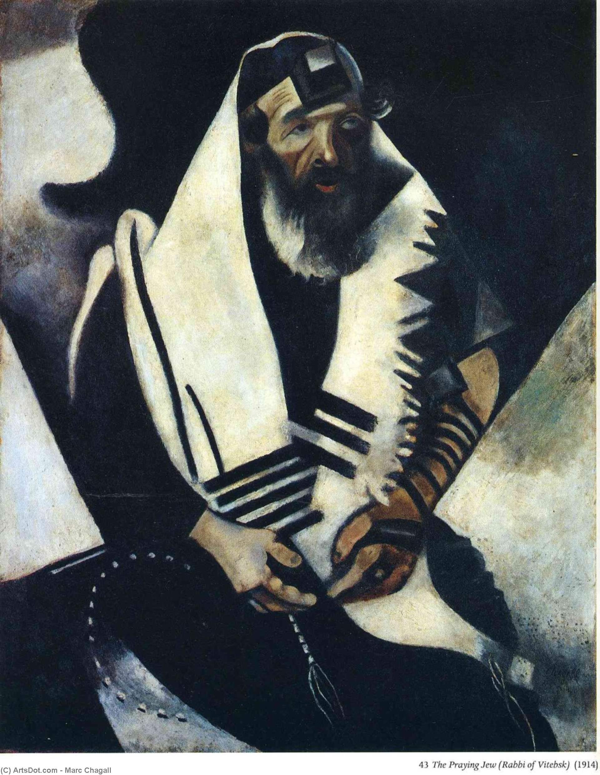Wikioo.org – L'Enciclopedia delle Belle Arti - Pittura, Opere di Marc Chagall - l ebreo preghiera ( rabbino di vitebsk )