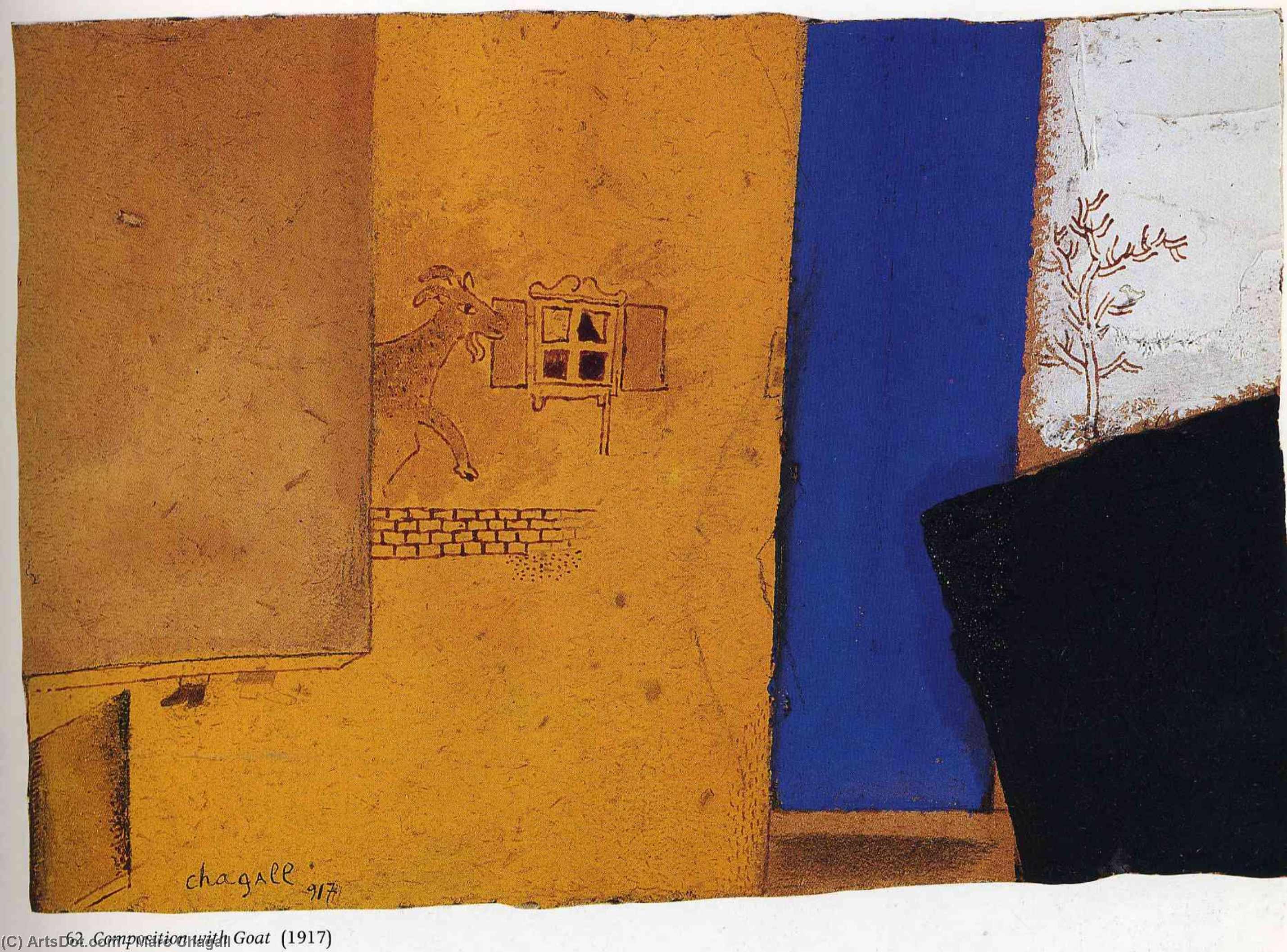 Wikioo.org - Bách khoa toàn thư về mỹ thuật - Vẽ tranh, Tác phẩm nghệ thuật Marc Chagall - Composition with goat