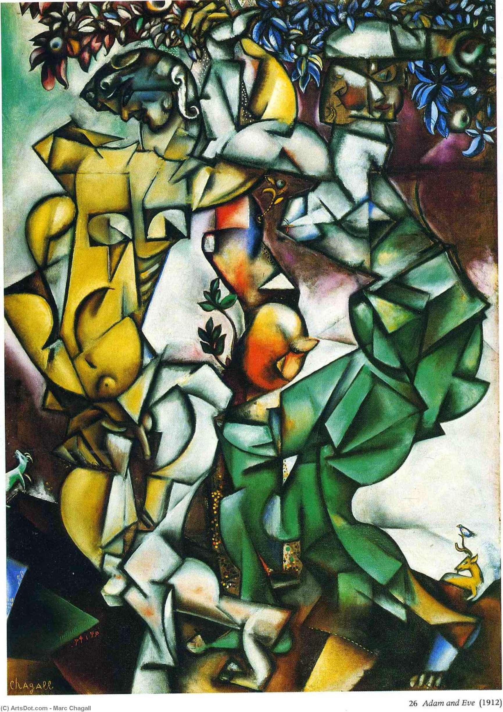 Wikioo.org - Bách khoa toàn thư về mỹ thuật - Vẽ tranh, Tác phẩm nghệ thuật Marc Chagall - Adam and Eve