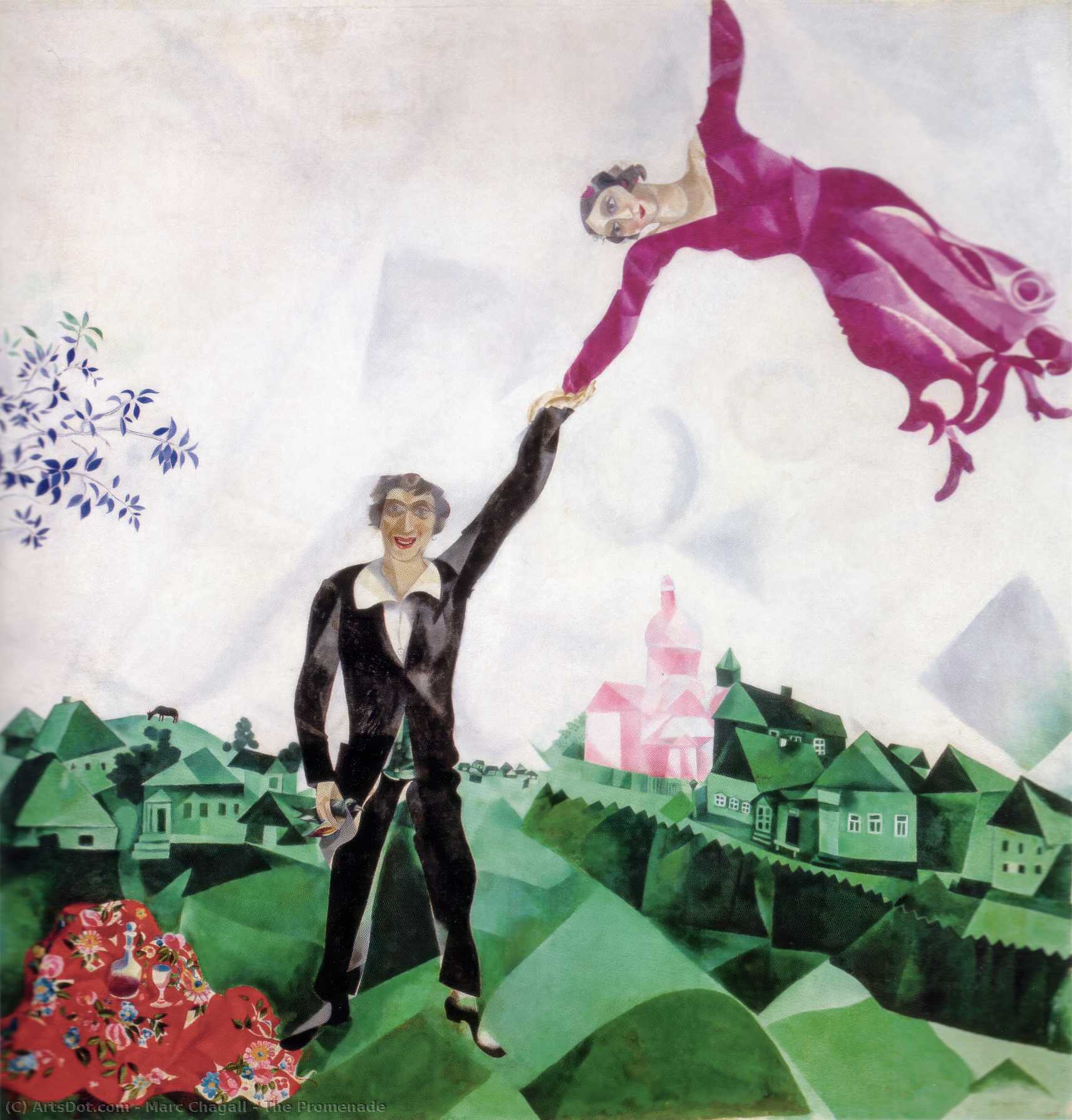 WikiOO.org - Enciclopédia das Belas Artes - Pintura, Arte por Marc Chagall - The Promenade