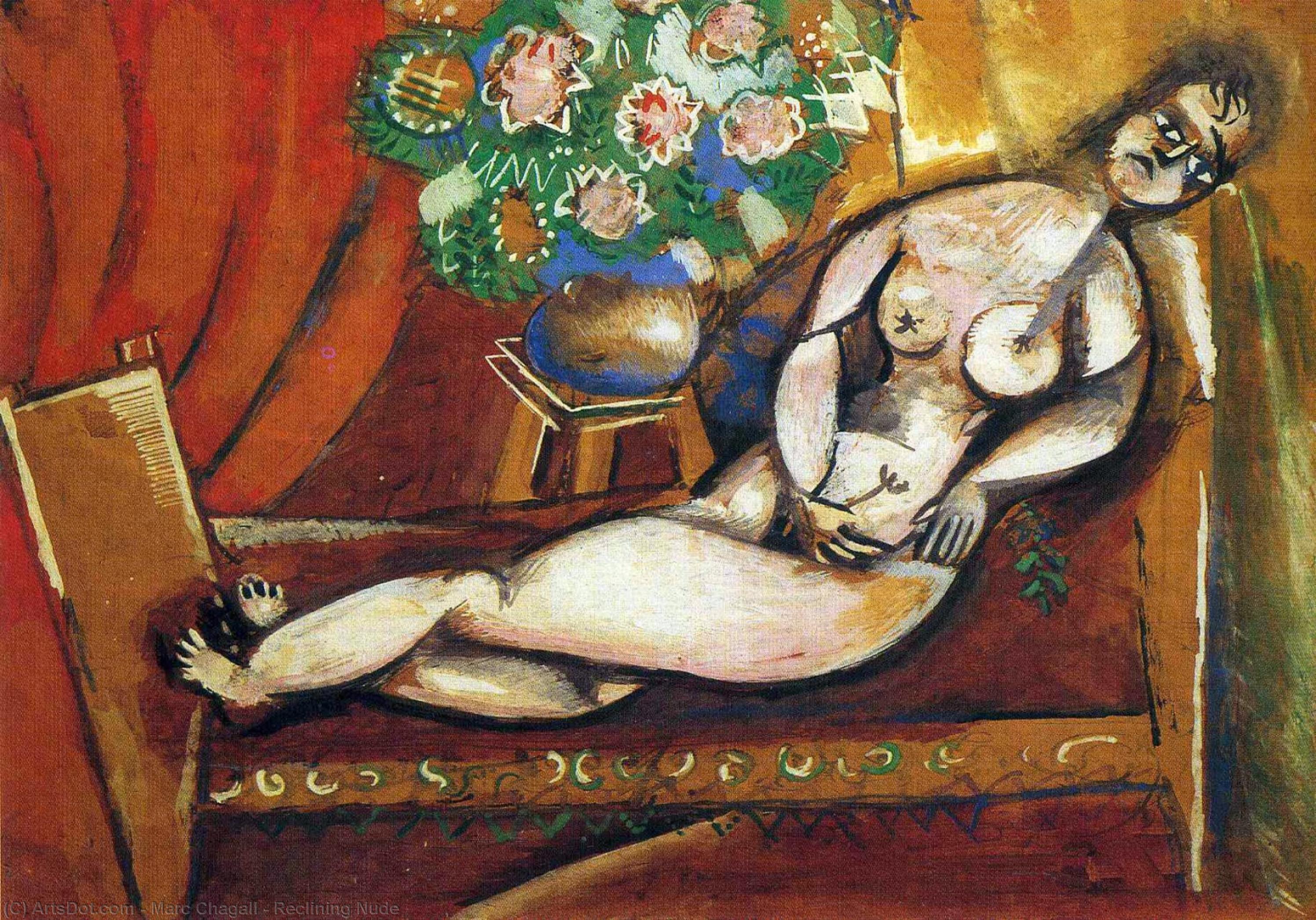 WikiOO.org - Encyclopedia of Fine Arts - Maľba, Artwork Marc Chagall - Reclining Nude