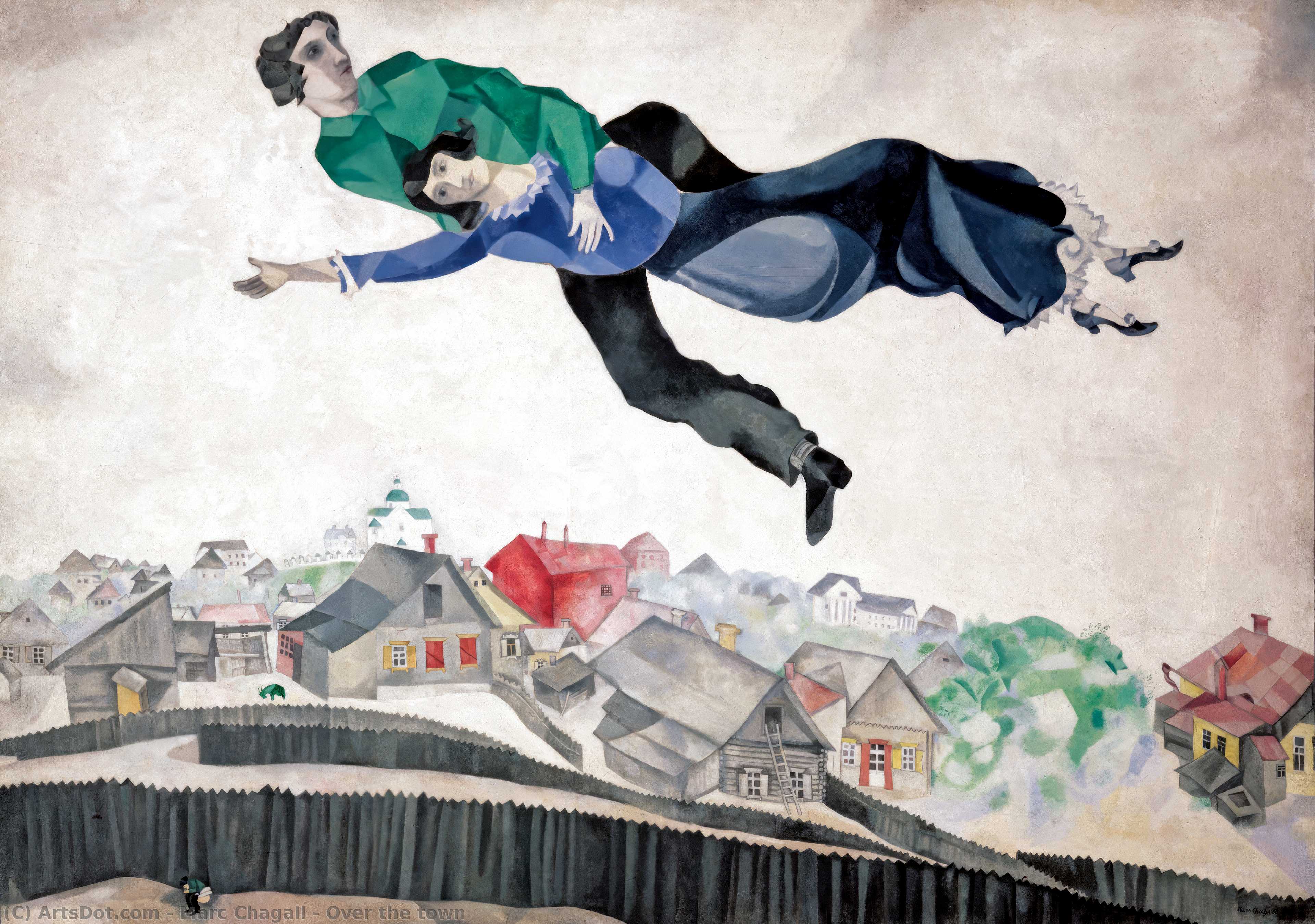 WikiOO.org - Εγκυκλοπαίδεια Καλών Τεχνών - Ζωγραφική, έργα τέχνης Marc Chagall - Over the town