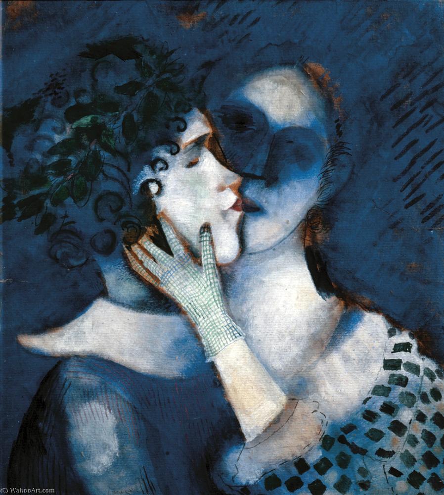 Wikioo.org – La Enciclopedia de las Bellas Artes - Pintura, Obras de arte de Marc Chagall - azul Los amantes