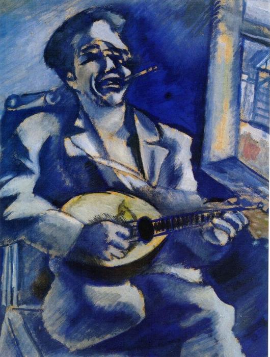 WikiOO.org - Encyclopedia of Fine Arts - Maleri, Artwork Marc Chagall - Portrait of Brother David with Mandolin