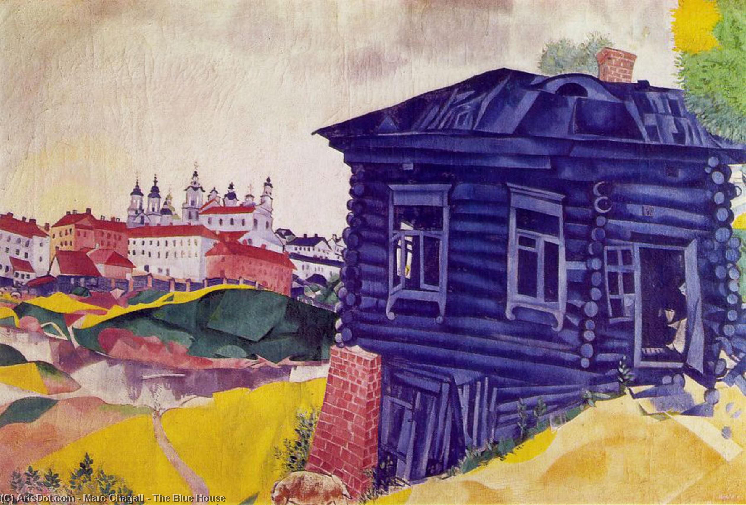 Wikioo.org - The Encyclopedia of Fine Arts - Painting, Artwork by Marc Chagall - The Blue House