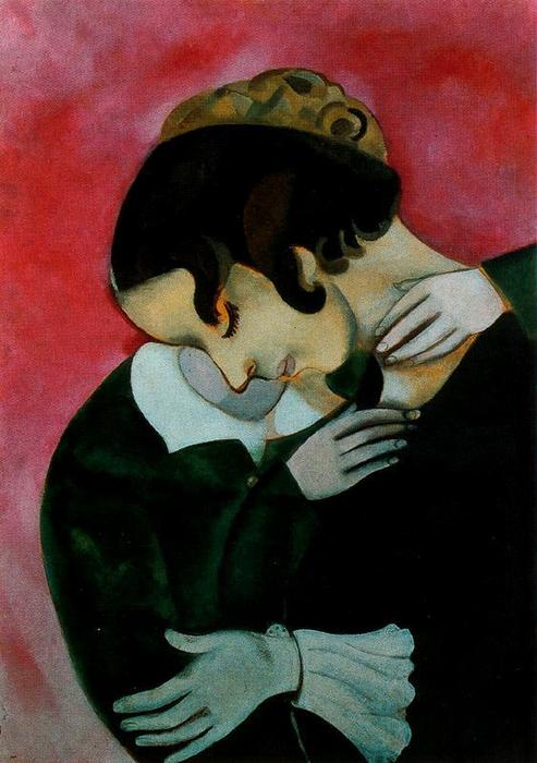 WikiOO.org - Энциклопедия изобразительного искусства - Живопись, Картины  Marc Chagall - Влюбленные в розовый