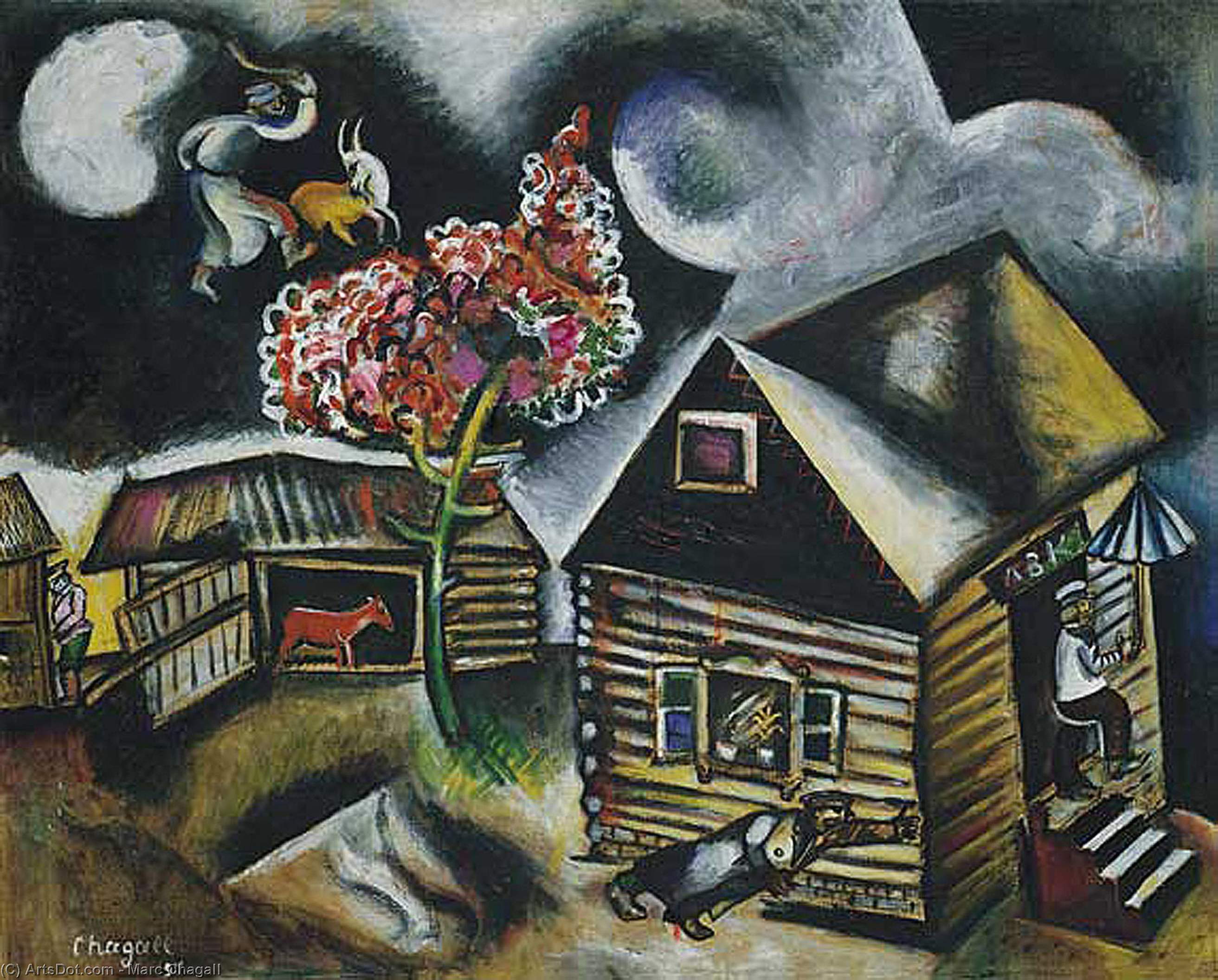 Wikoo.org - موسوعة الفنون الجميلة - اللوحة، العمل الفني Marc Chagall - Rain