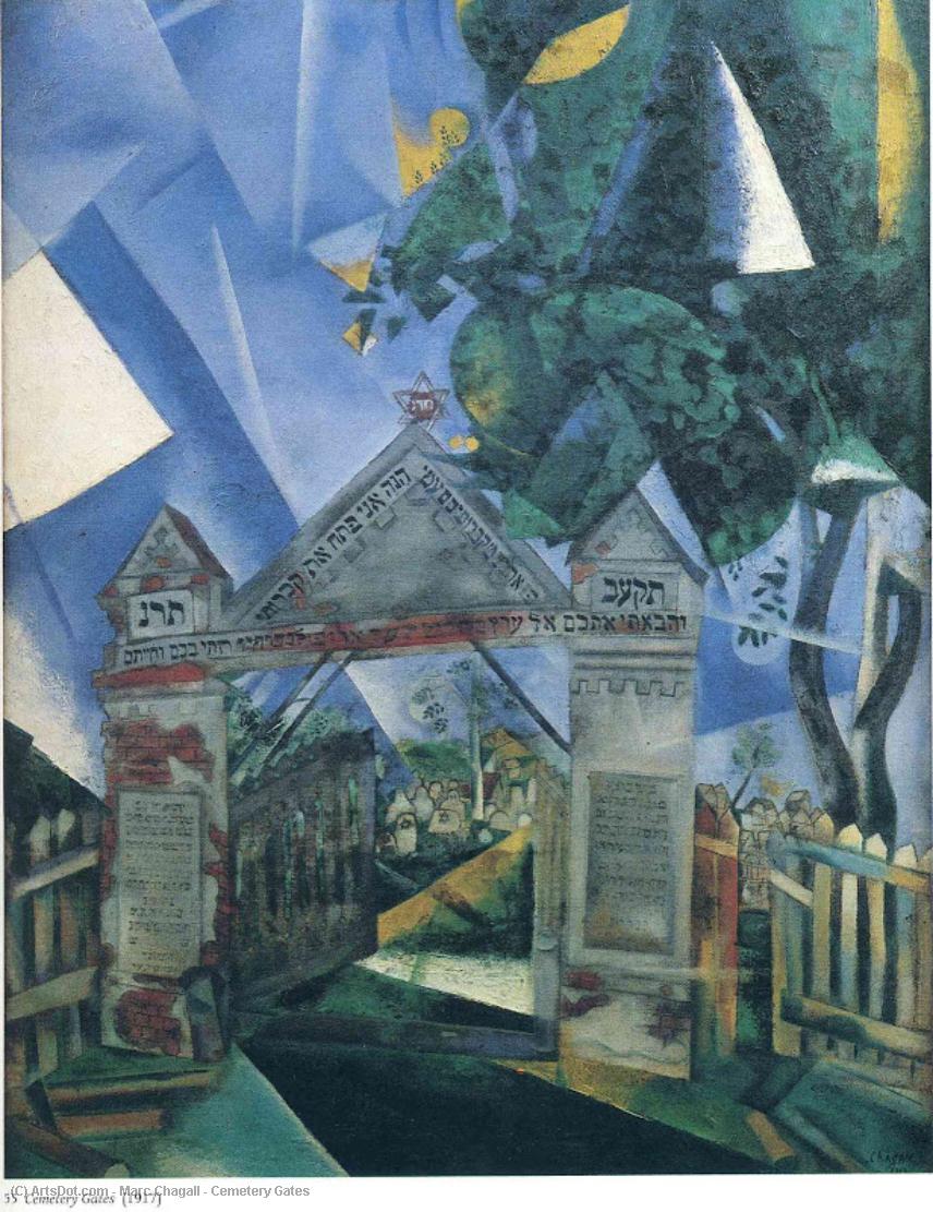 Wikoo.org - موسوعة الفنون الجميلة - اللوحة، العمل الفني Marc Chagall - Cemetery Gates