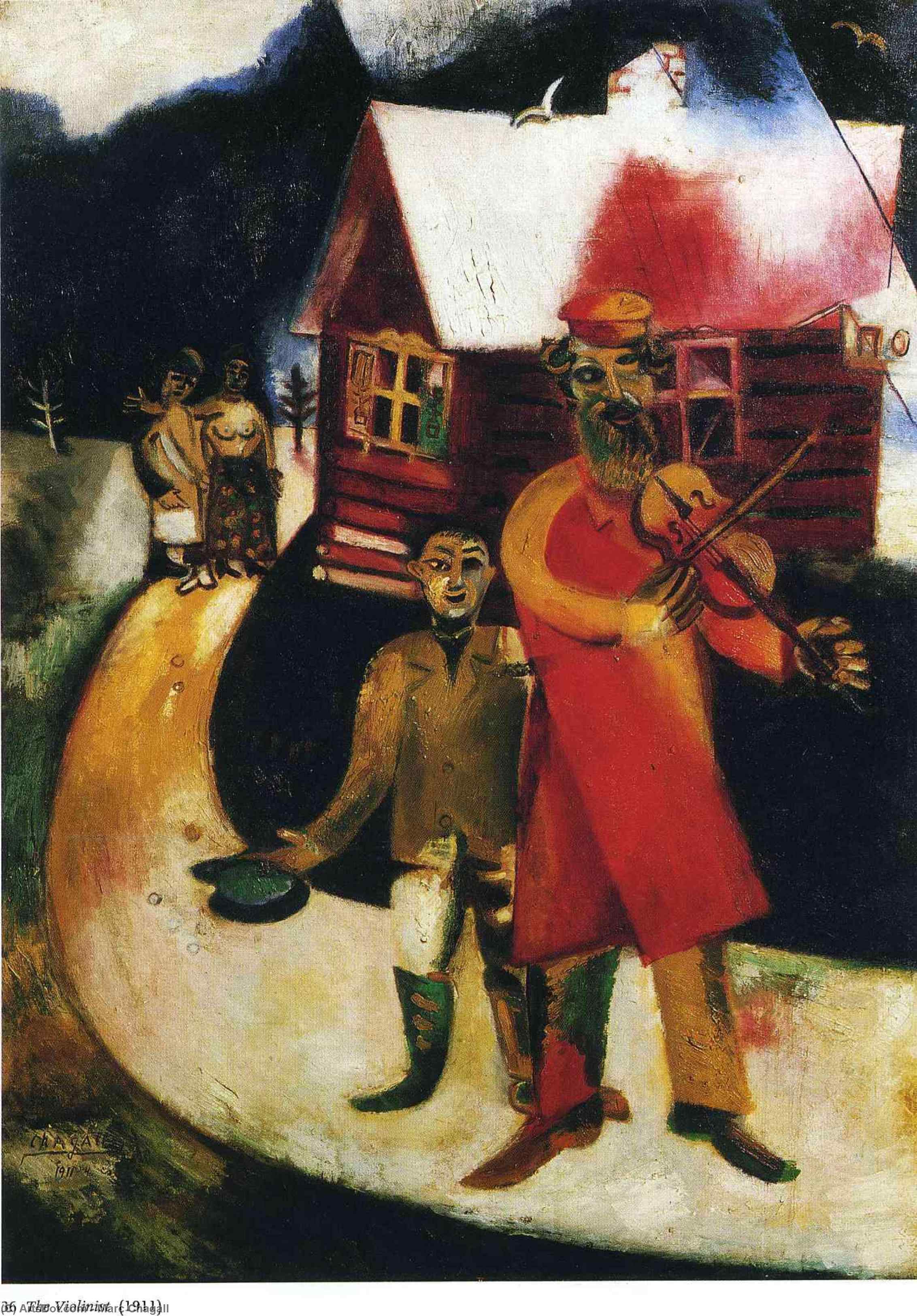 Wikioo.org - Bách khoa toàn thư về mỹ thuật - Vẽ tranh, Tác phẩm nghệ thuật Marc Chagall - The Fiddler