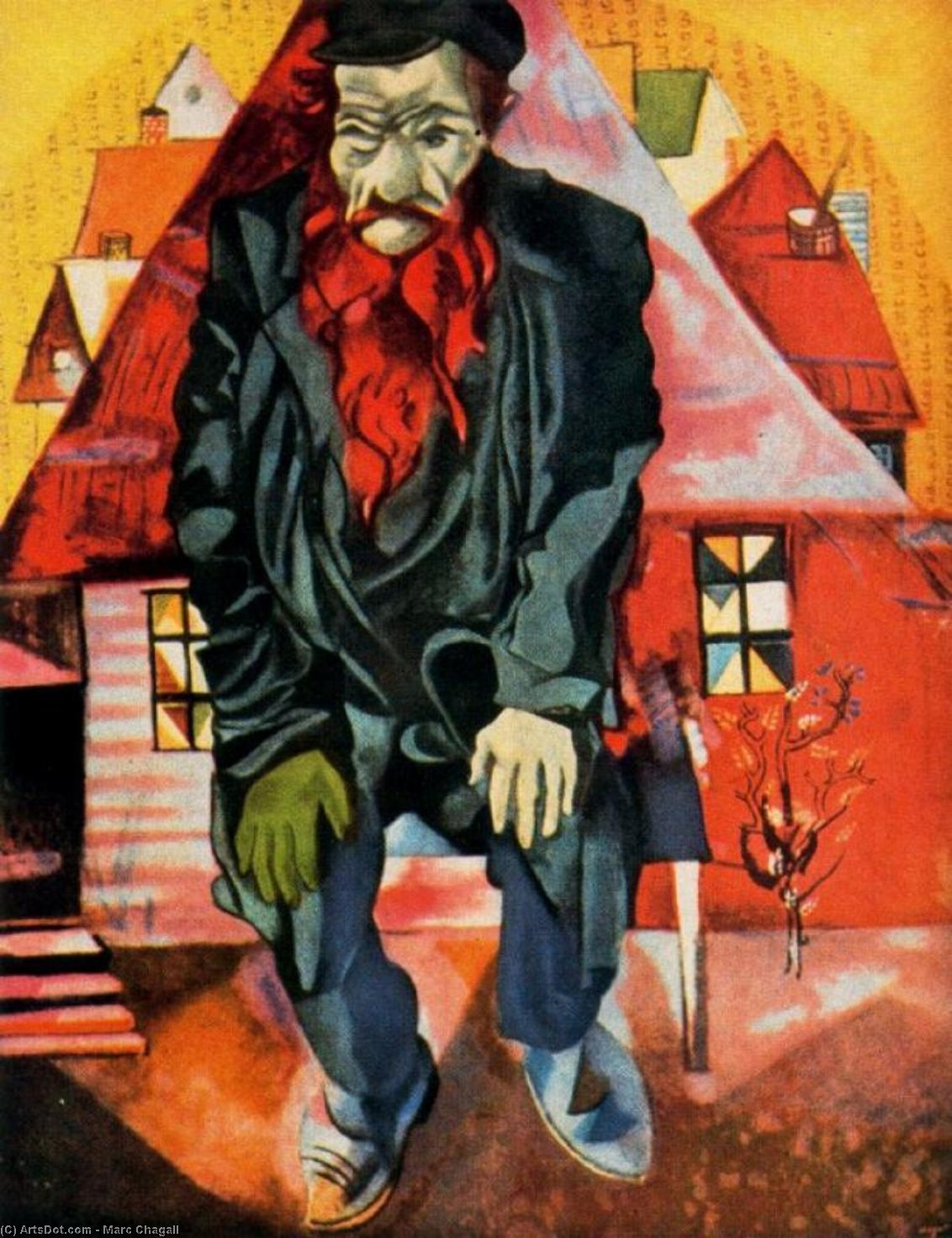 WikiOO.org - Encyclopedia of Fine Arts - Maľba, Artwork Marc Chagall - Red Jew