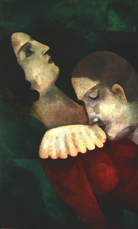 Wikioo.org - The Encyclopedia of Fine Arts - Painting, Artwork by Marc Chagall - Lovers in green