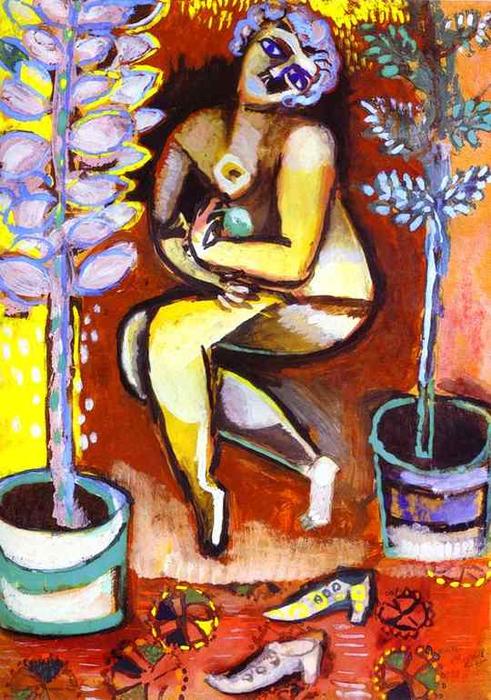 Wikoo.org - موسوعة الفنون الجميلة - اللوحة، العمل الفني Marc Chagall - Nude with flowers