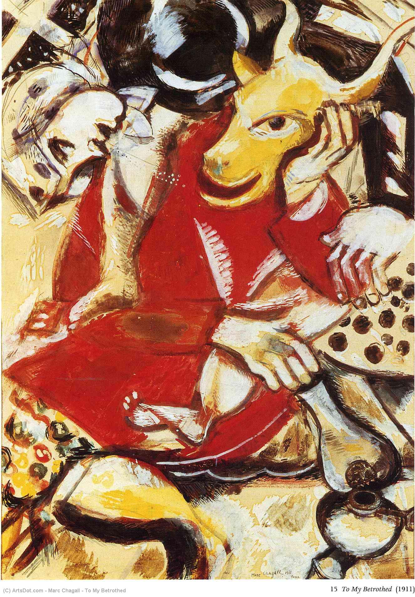 WikiOO.org – 美術百科全書 - 繪畫，作品 Marc Chagall - 为了我的未婚妻