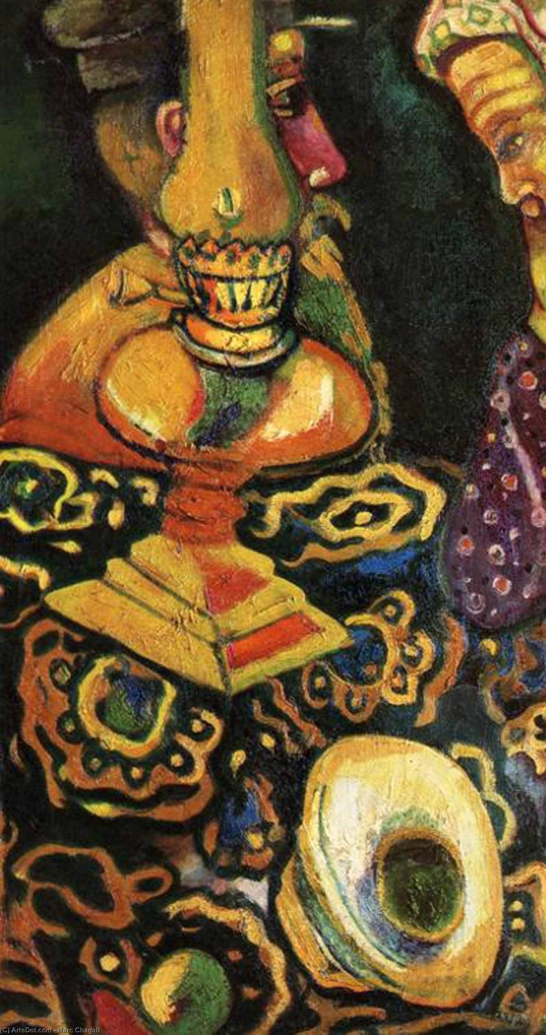 WikiOO.org - אנציקלופדיה לאמנויות יפות - ציור, יצירות אמנות Marc Chagall - Still Life with Lamp