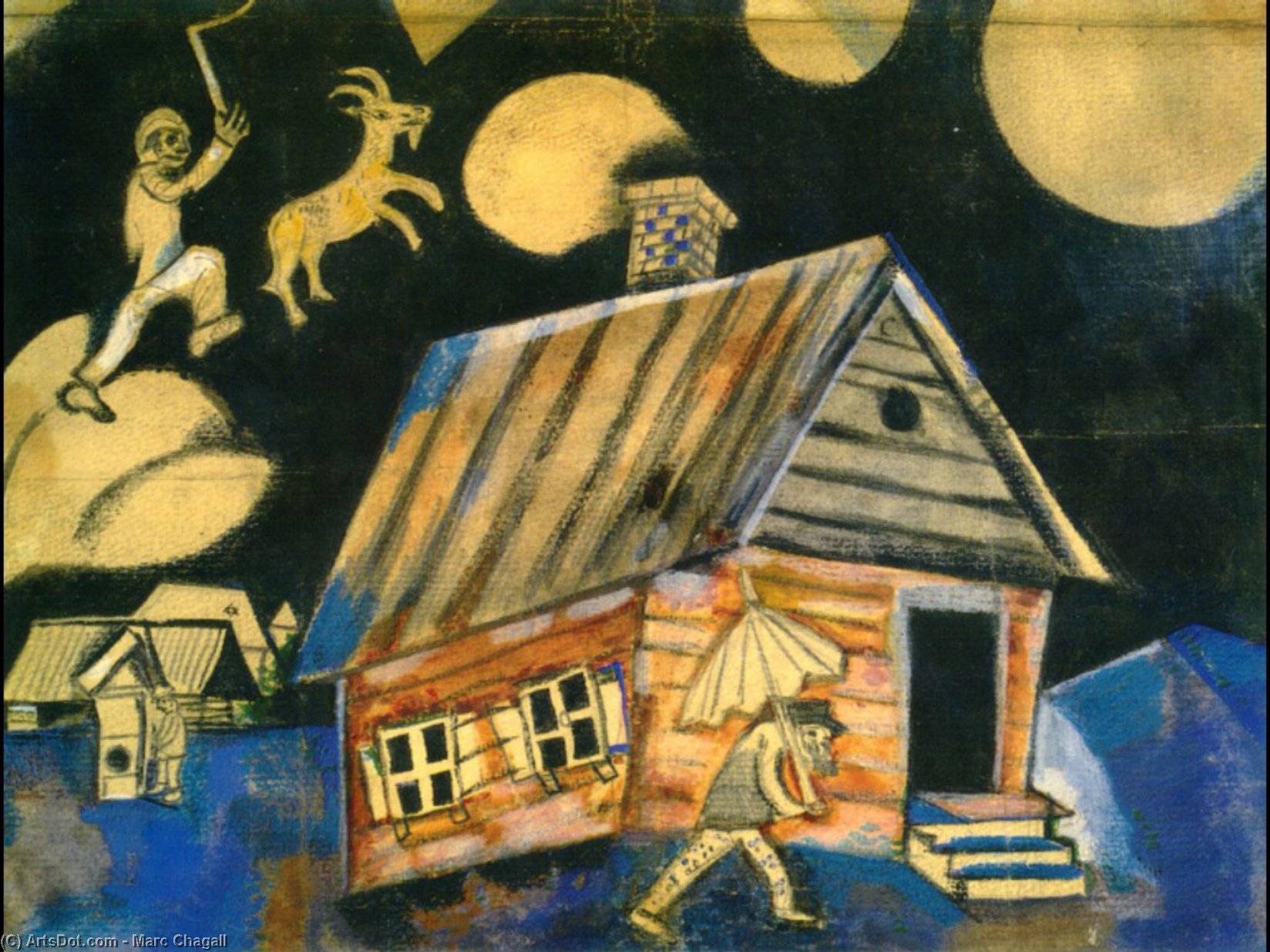 WikiOO.org - Encyclopedia of Fine Arts - Maľba, Artwork Marc Chagall - Study for the painting Rain
