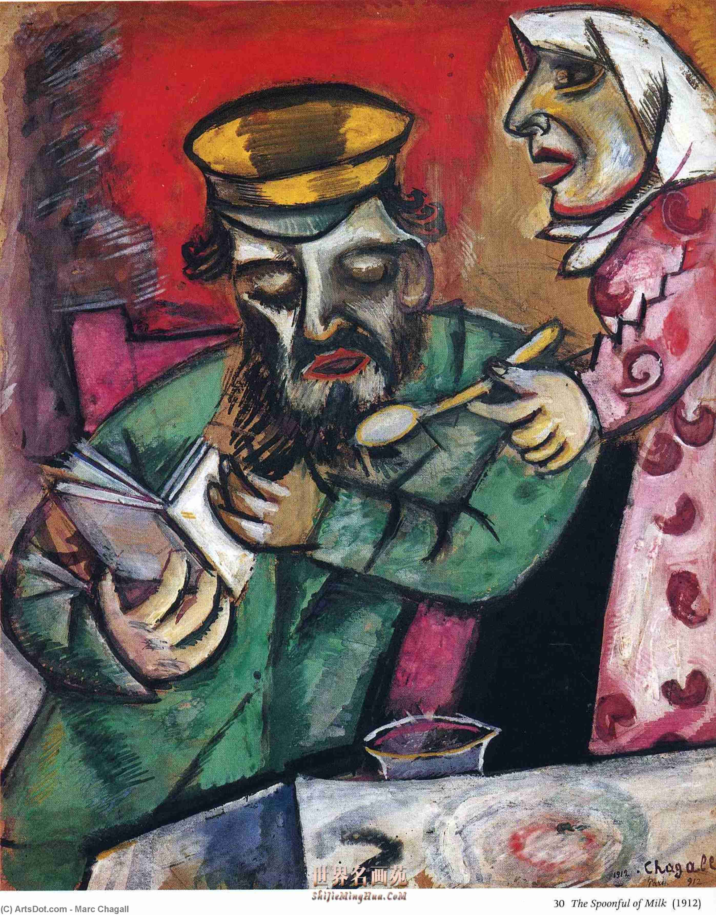 WikiOO.org - Encyclopedia of Fine Arts - Maalaus, taideteos Marc Chagall - The Spoonful of Milk