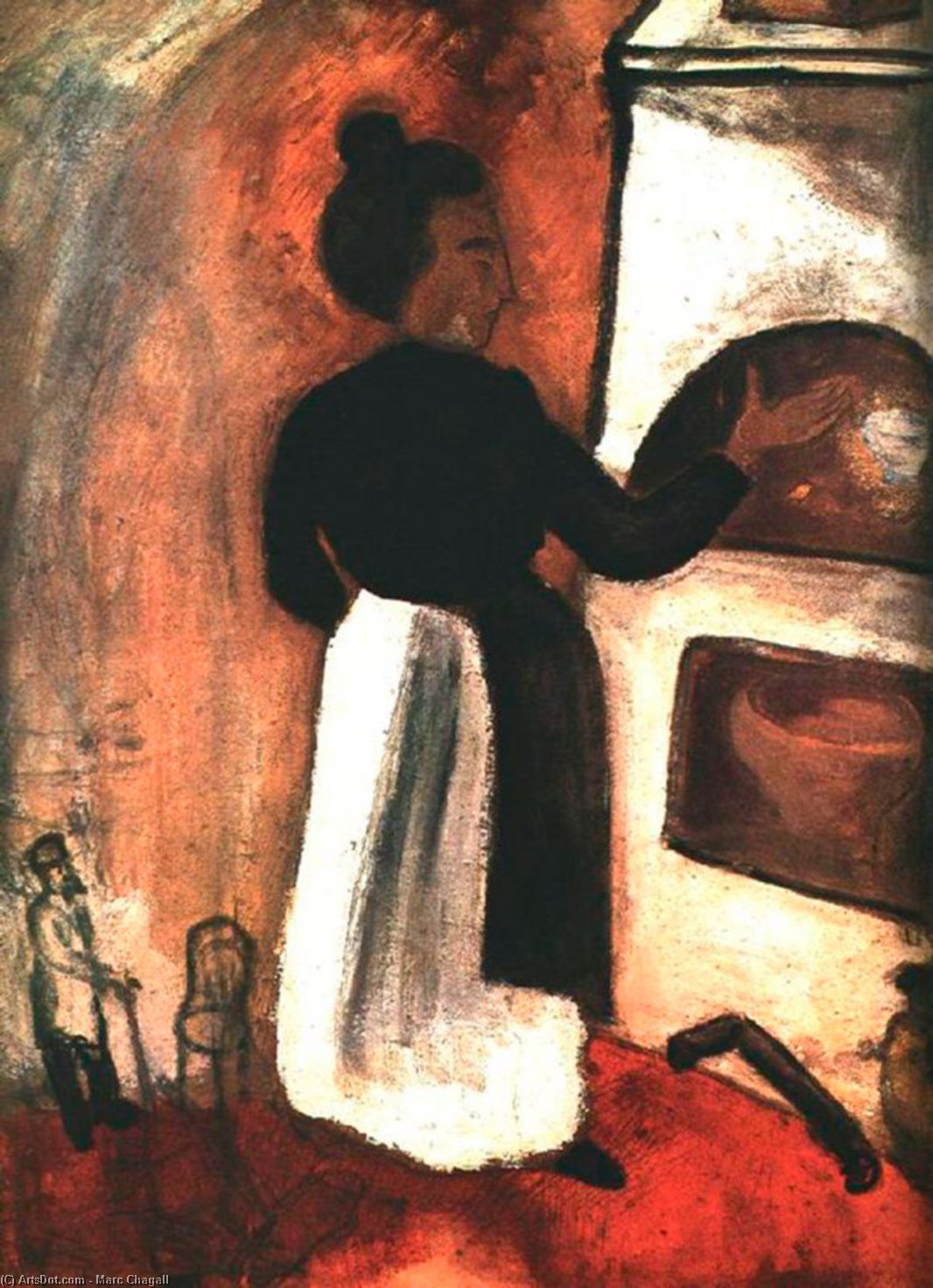 WikiOO.org - Енциклопедия за изящни изкуства - Живопис, Произведения на изкуството Marc Chagall - Mother by the oven
