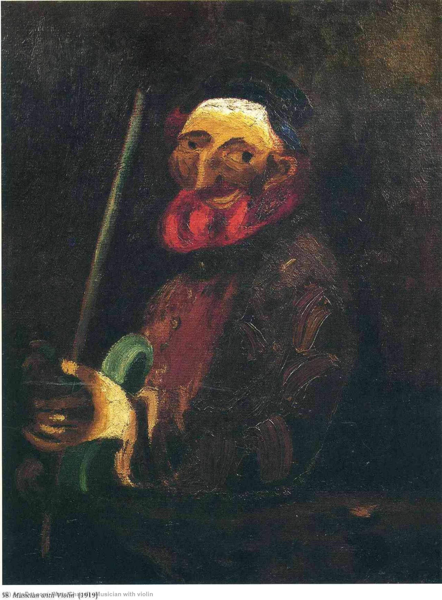 WikiOO.org - 백과 사전 - 회화, 삽화 Marc Chagall - Musician with violin