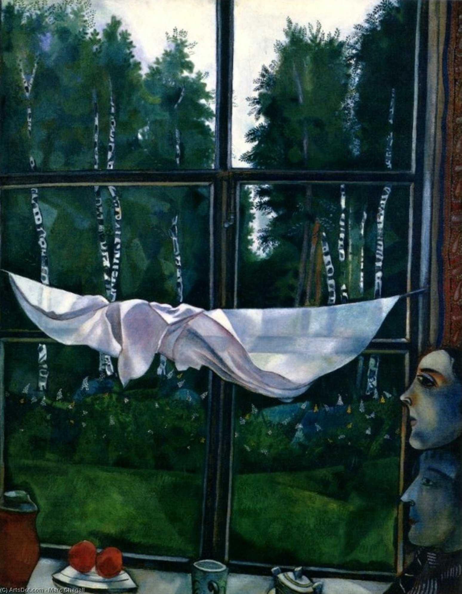 WikiOO.org - Encyclopedia of Fine Arts - Maalaus, taideteos Marc Chagall - Window in the Country