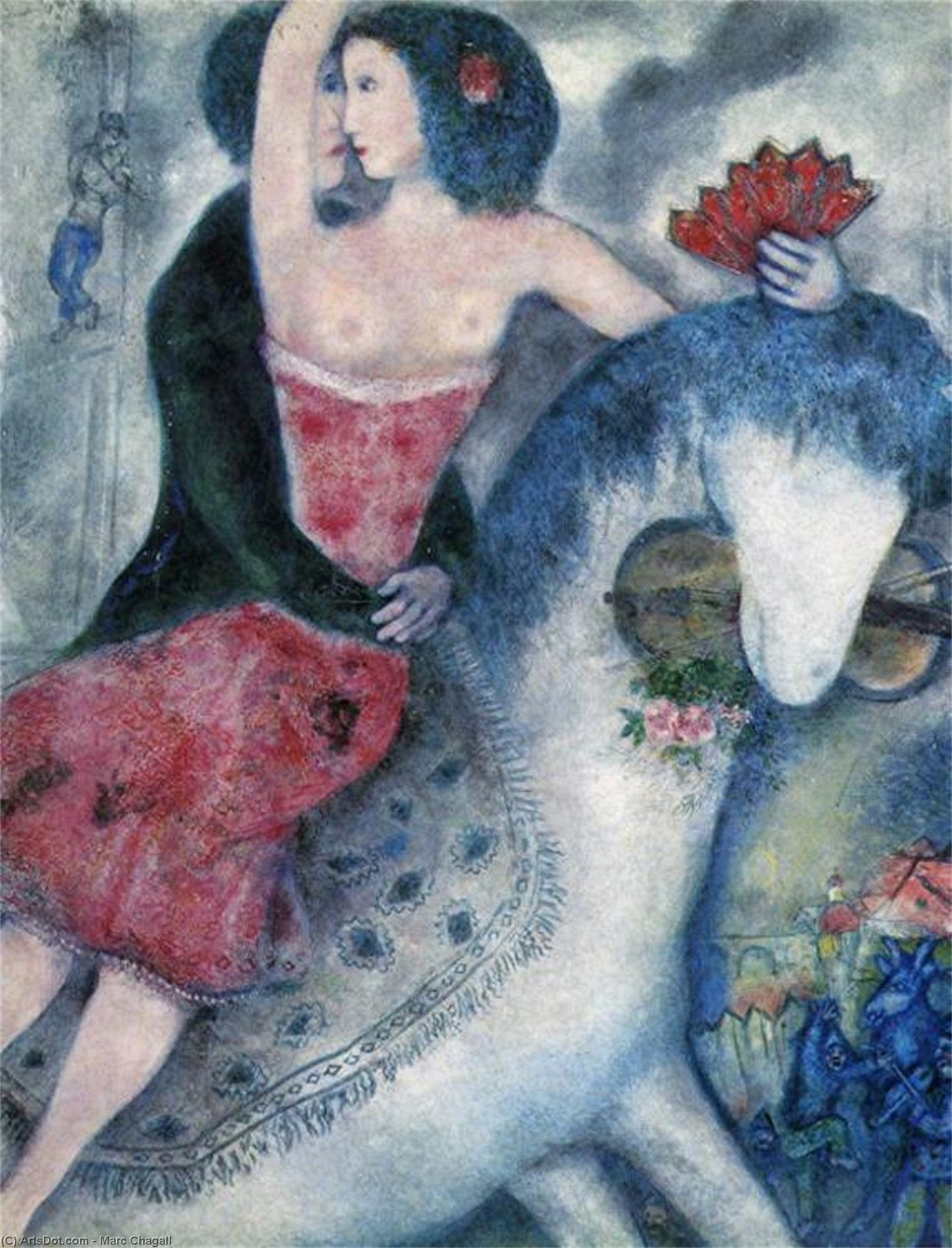 WikiOO.org - Encyclopedia of Fine Arts - Lukisan, Artwork Marc Chagall - Equestrienne