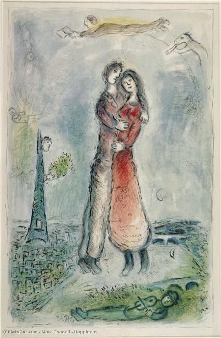 Wikoo.org - موسوعة الفنون الجميلة - اللوحة، العمل الفني Marc Chagall - Happiness