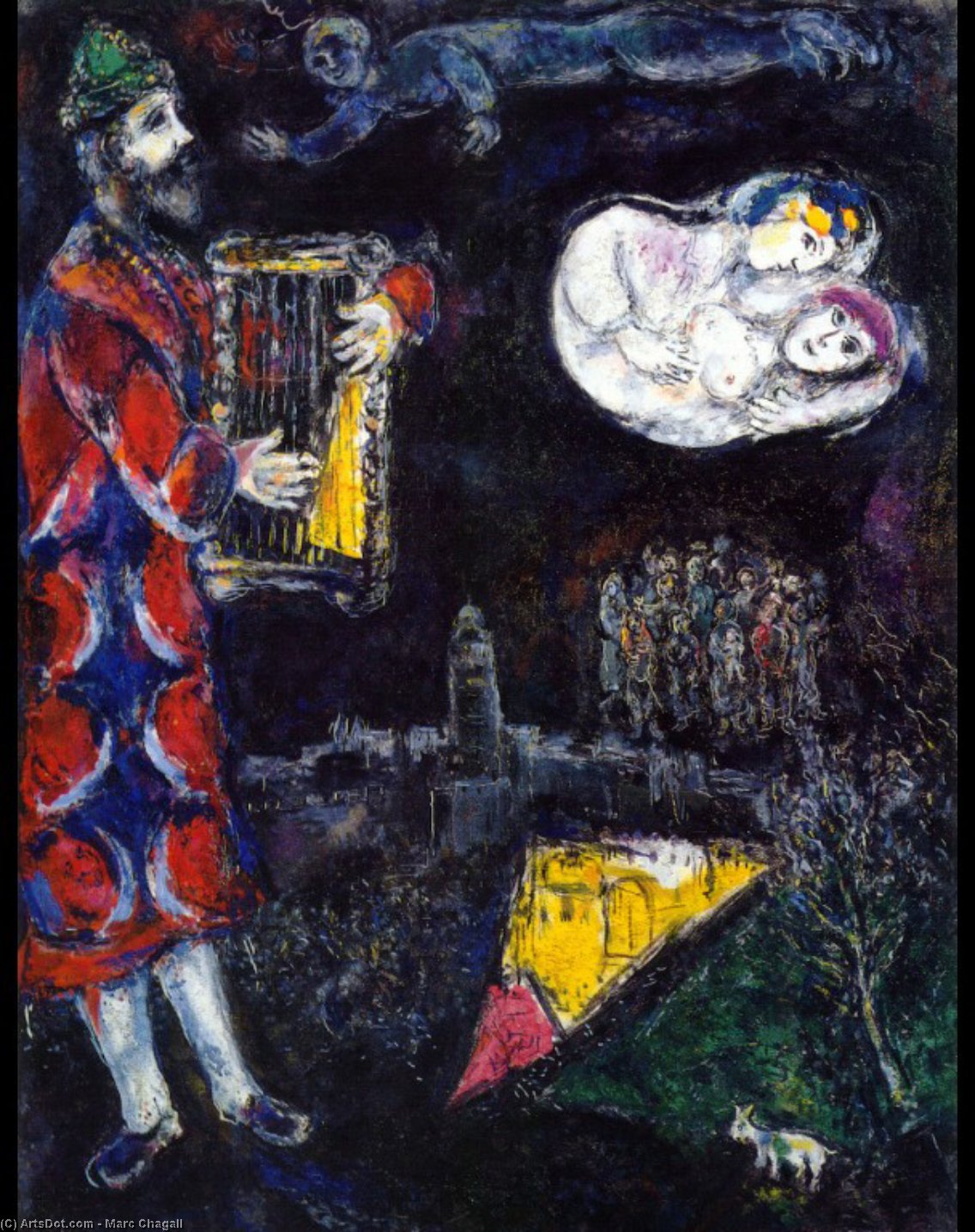 Wikoo.org - موسوعة الفنون الجميلة - اللوحة، العمل الفني Marc Chagall - King David's Tower